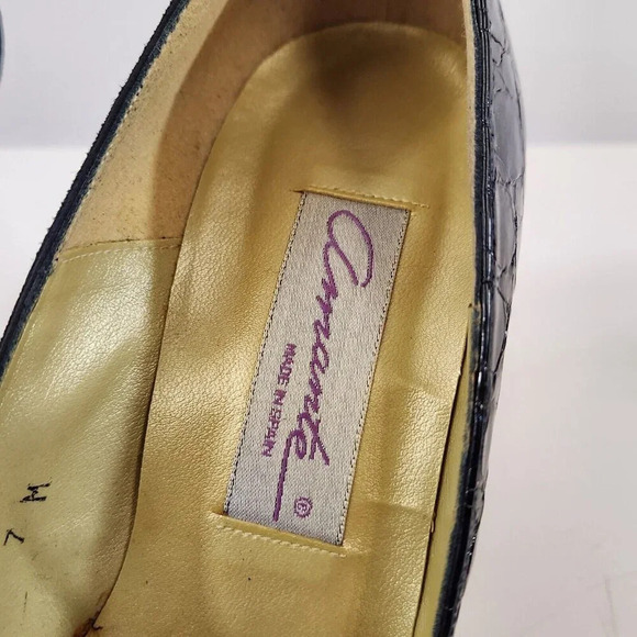 Amante Spain Dark Blue Suede Leather Heel Womens 7M Used With Shoe Bag - Picture 3 of 12